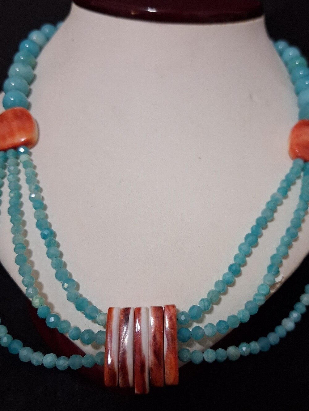 Jay King DTR .925 Amazonite & Spiny Oyster Accent Bead Multi Strand Necklace